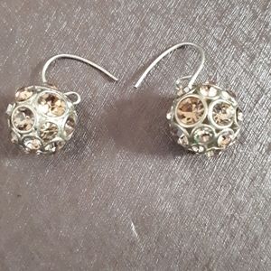 Fossil crystal ball earrings